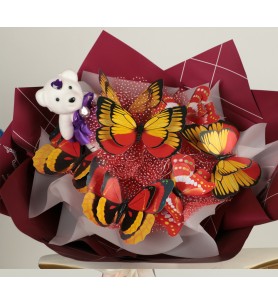 ışıklı kelebek buket